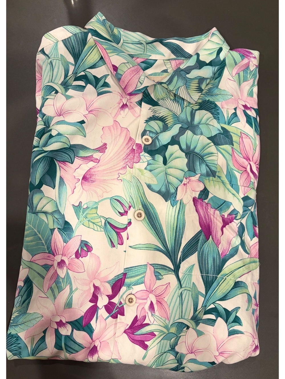Tommy Bahama Floral Print Button-Up Shirt Large